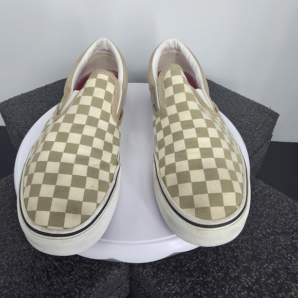 Vans Classic Slip-On Checkerboard Pewter Grey White Men 10.5 Women 12 Shoes main image 7